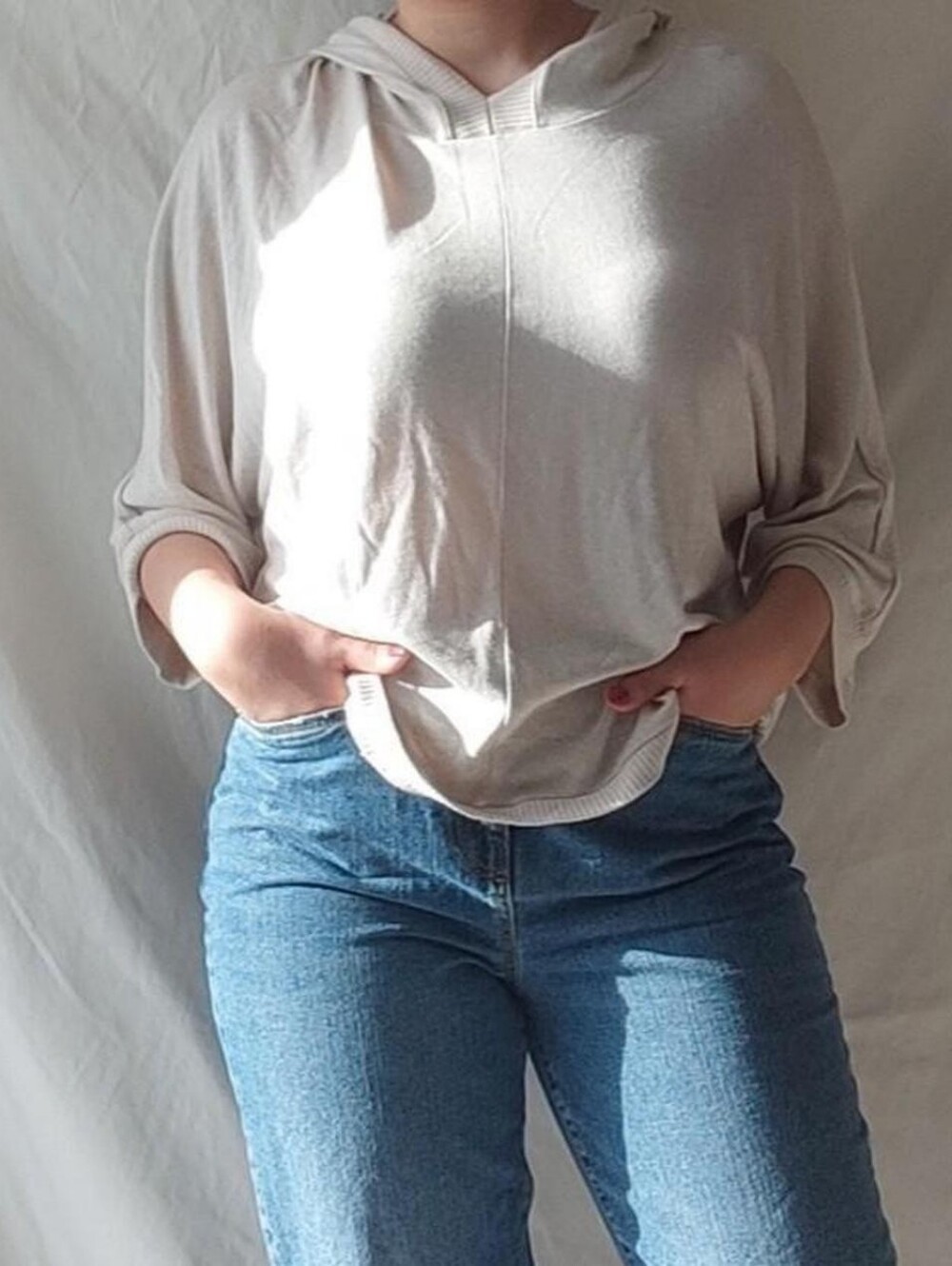 Tom Tailor Hooded Relaxed Fit Cream White Top